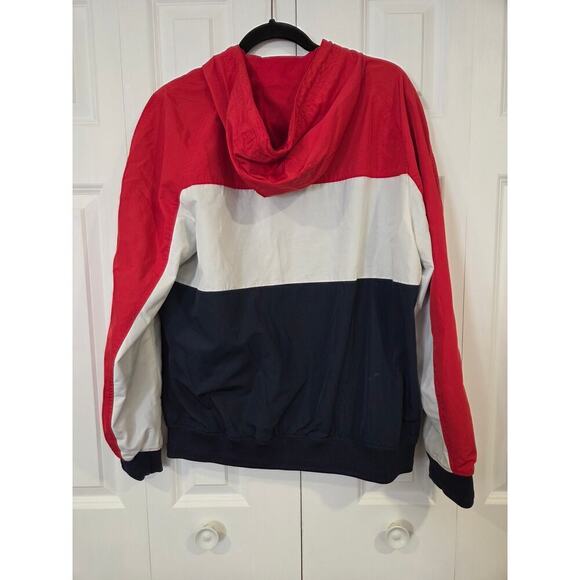 H&M Label Of Graded Goods Men's Red White Blue Windbreaker Hooded Jacket Size XL - Picture 2 of 8
